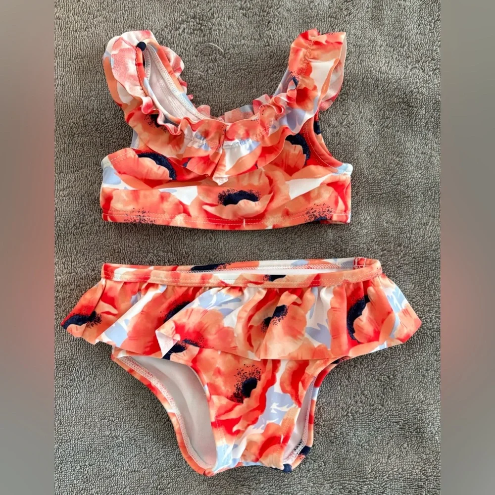 Janie and Jack Poppy Print Two Piece Bikini Swimsuit/ Bathing Suit